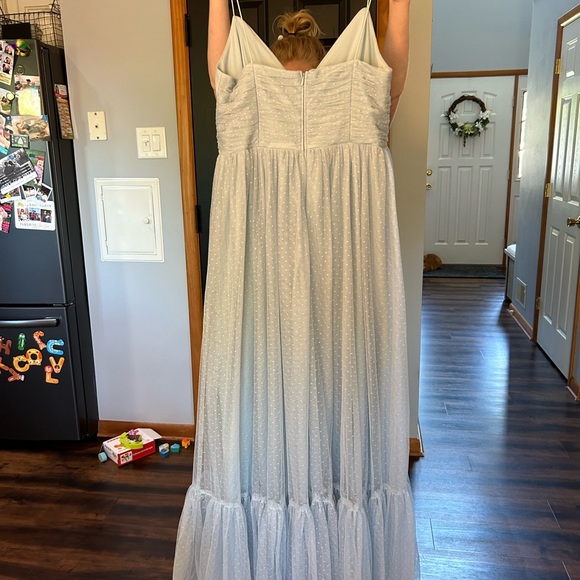 Powder blue ASOS design cami spot tulle mesh pep hem maxi dress - Picture 3 of 7
